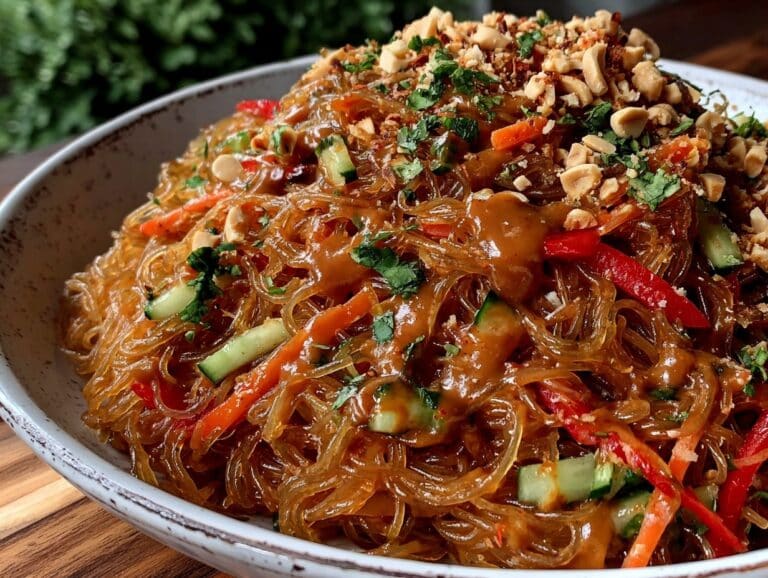 asiatischer glasnudelsalat erdnuss-dressing - featured image