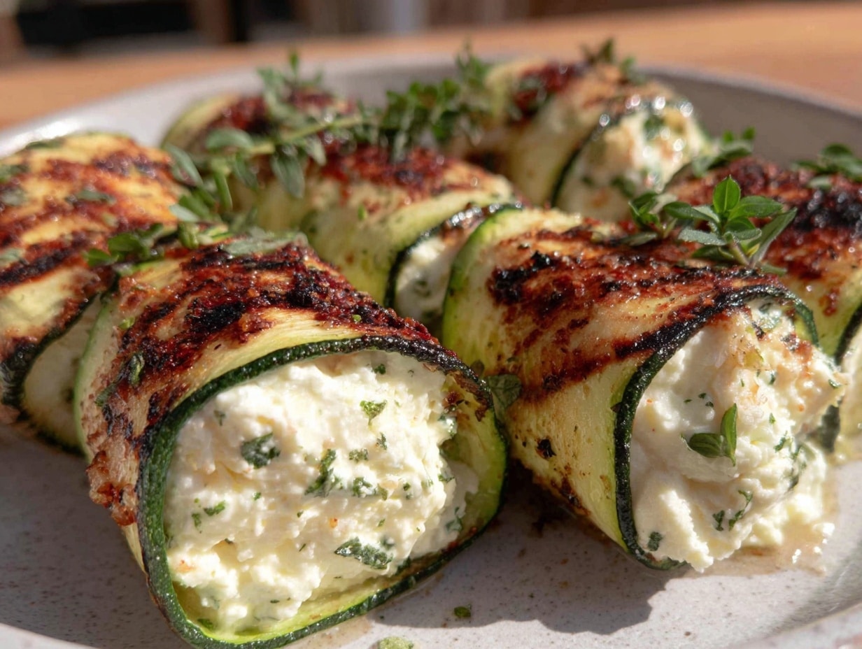cremige gegrillte zucchini-röllchen mit feta-füllung preparation steps