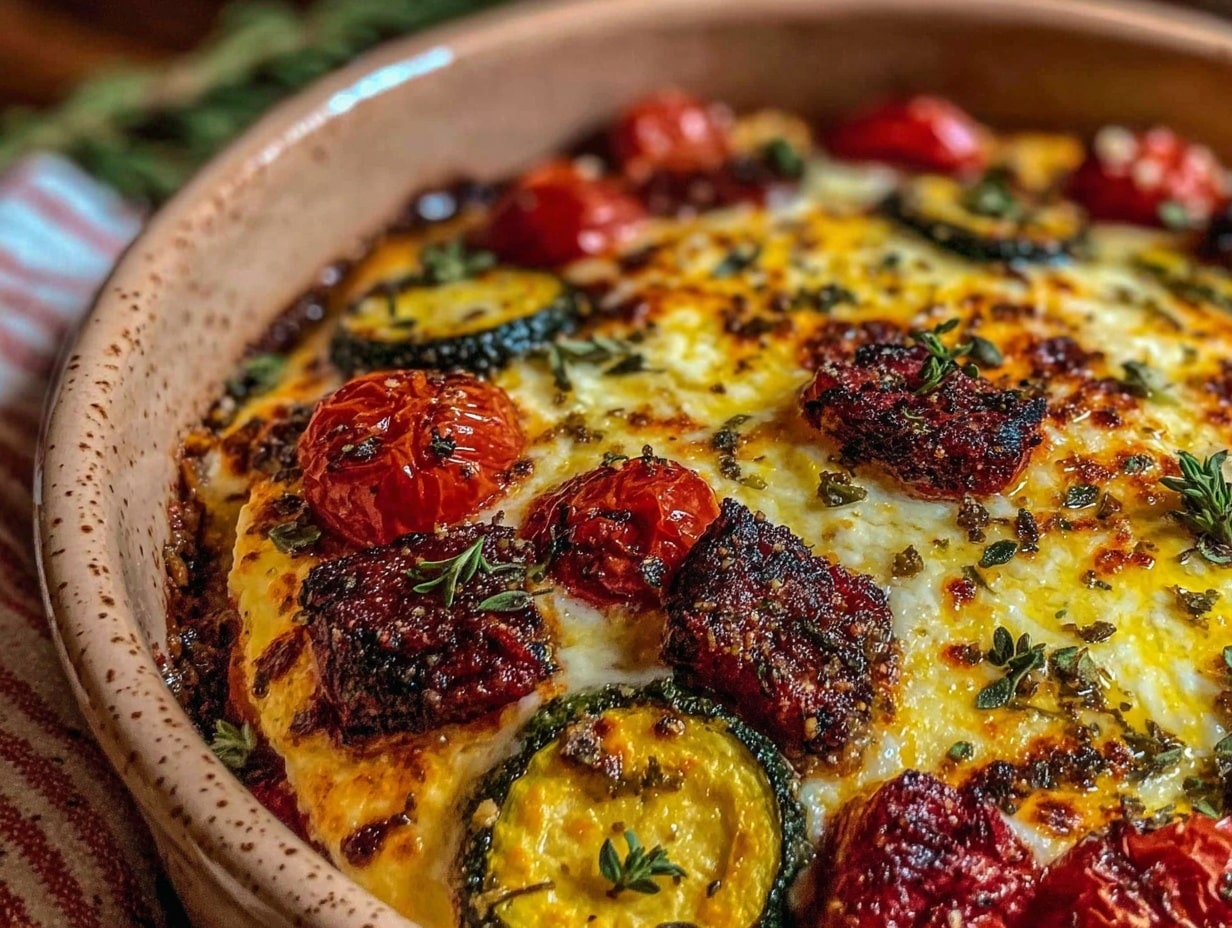 cremiger mediterraner Ofengemüse-Auflauf preparation steps