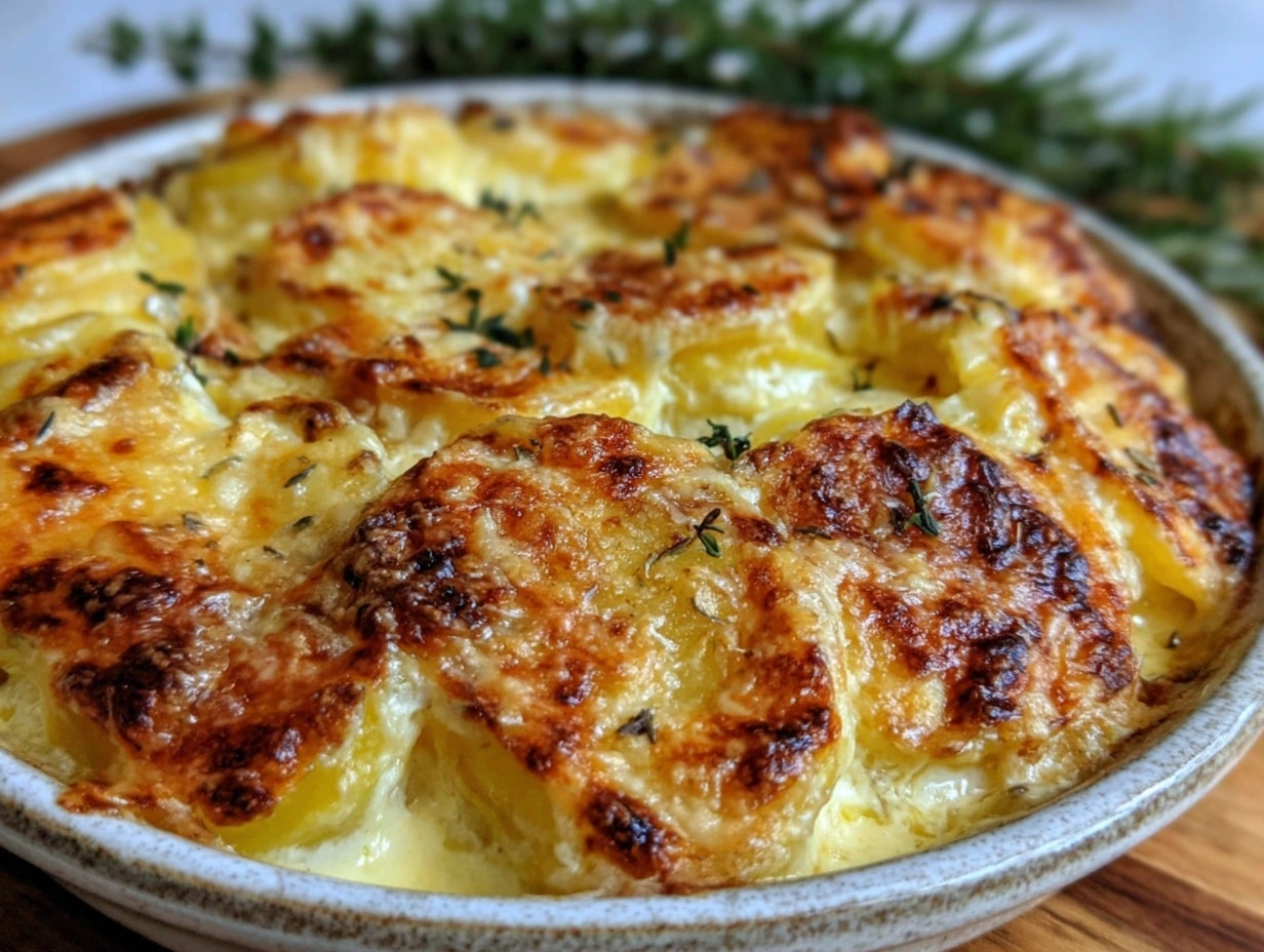 cremiges Kartoffelgratin mit Bergkäse preparation steps