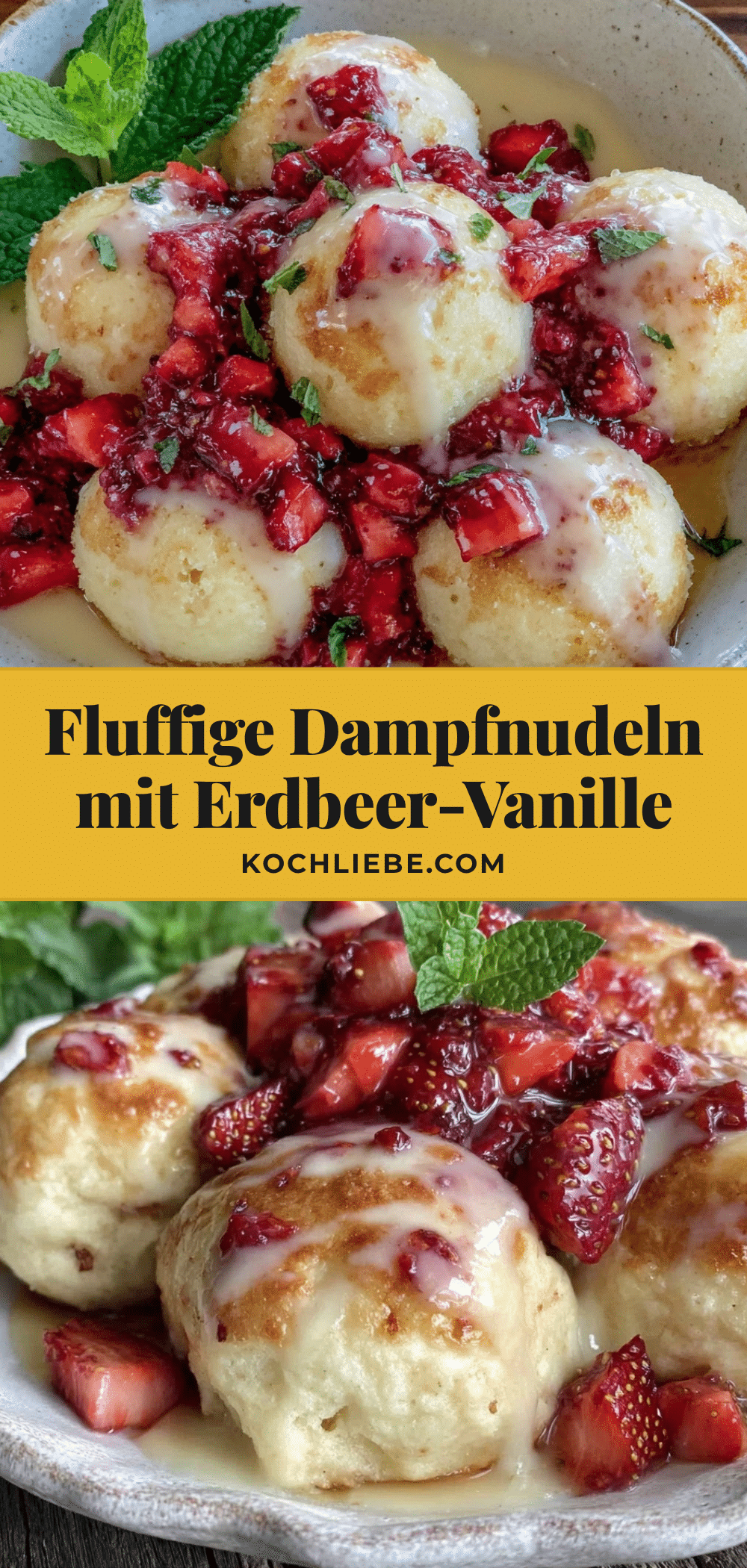 fluffige Dampfnudeln mit Erdbeer-Vanille recipe