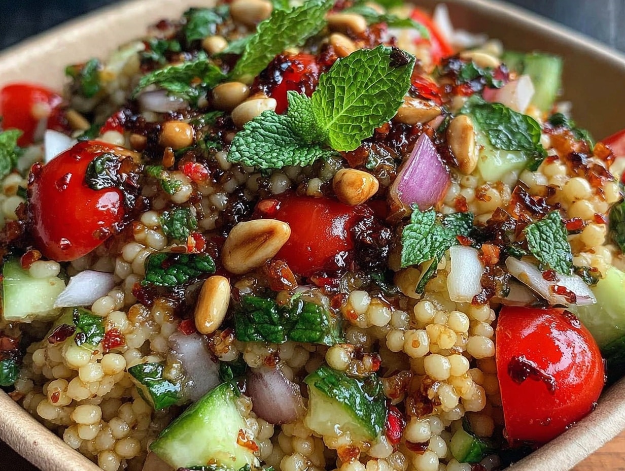 frischer Couscous-Salat mit Minze preparation steps