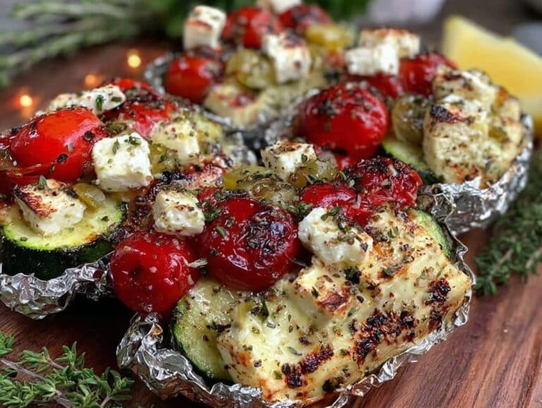 Gemüse-Grillpäckchen mit Feta und Knoblauch - featured image