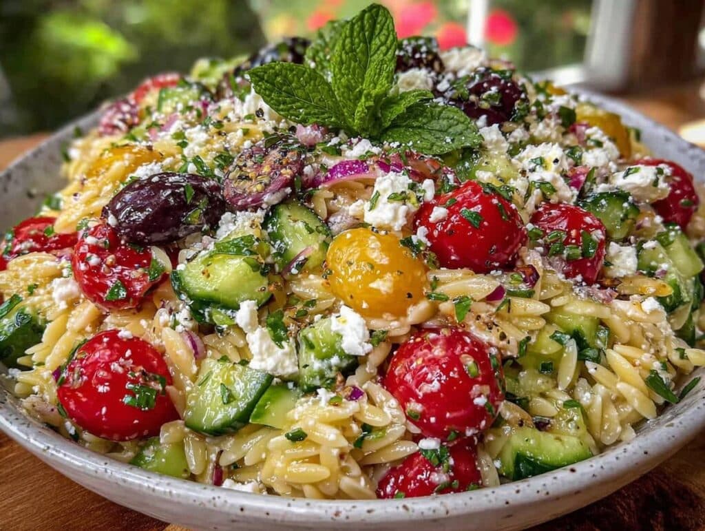 griechischer Sommersalat mit Orzo-Nudeln - featured image