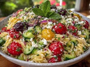 griechischer Sommersalat mit Orzo-Nudeln - featured image