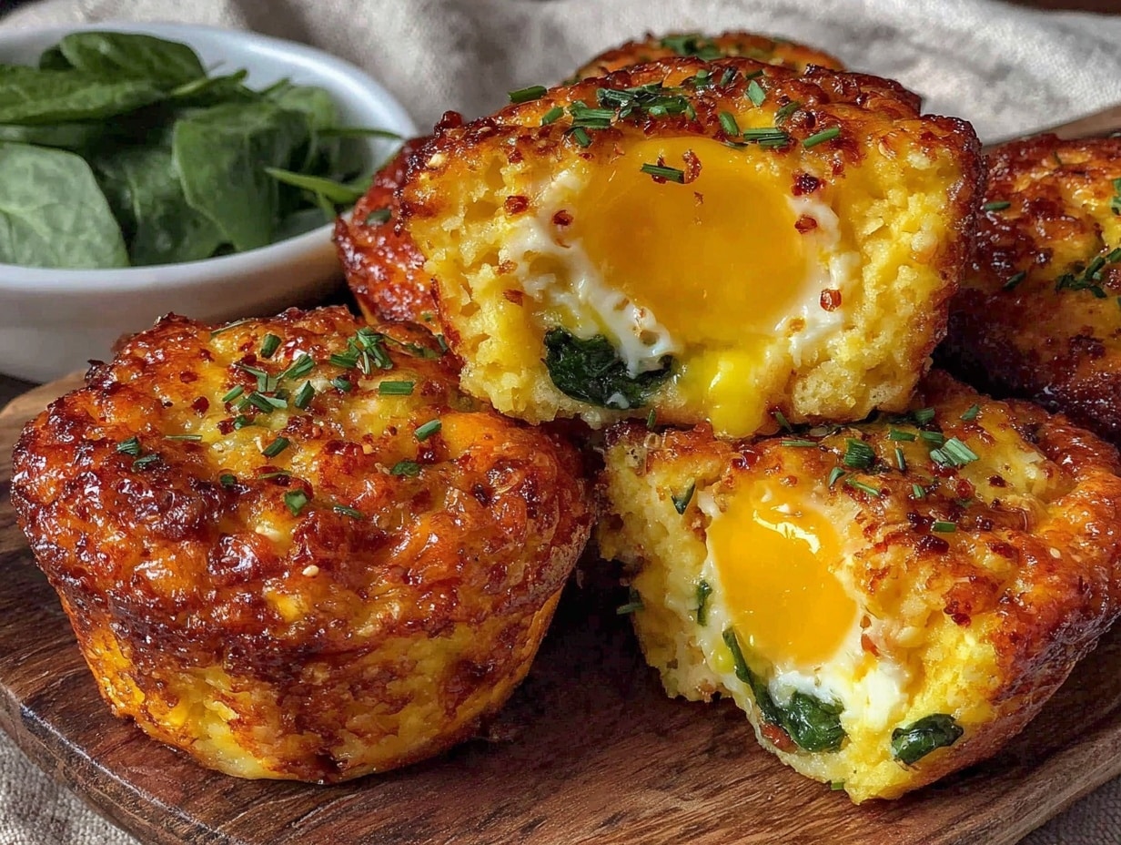 herzhafte Frühstücks-Muffins mit Ei und Spinat preparation steps