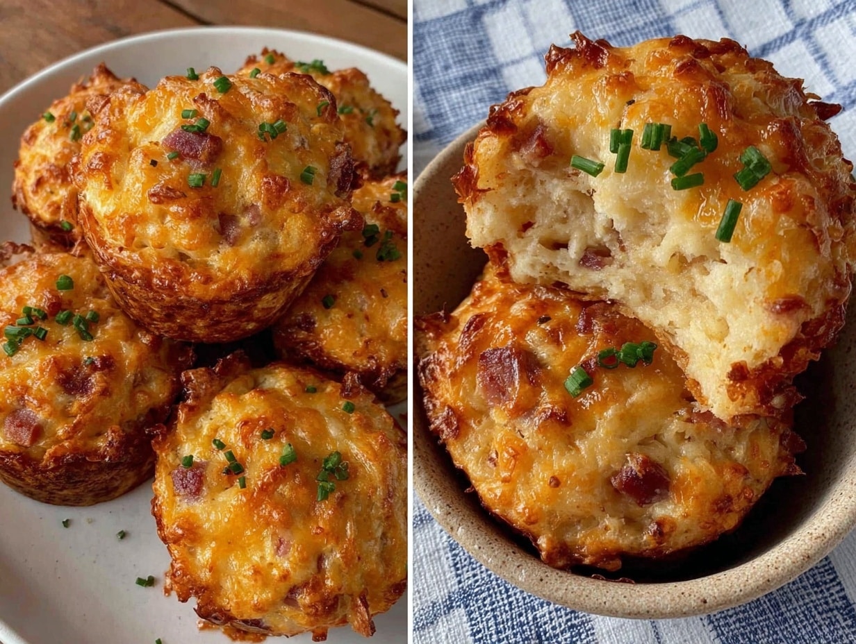 knusprige herzhafte Muffins mit Schinken und Käse preparation steps