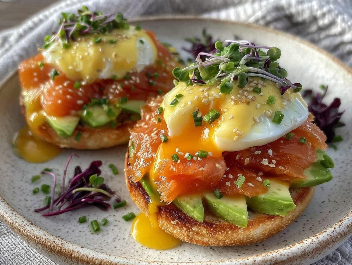 Lachs-Avocado-Eggs-Benedict preparation steps