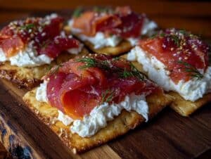 Mini-Flammkuchen mit Lachs und Dill - featured image