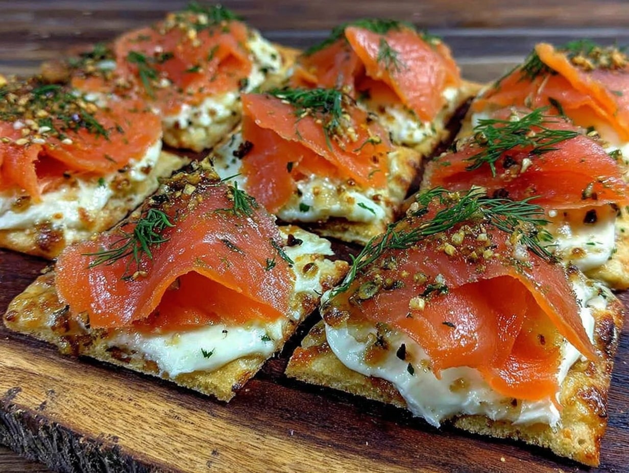 Mini-Flammkuchen mit Lachs und Dill preparation steps