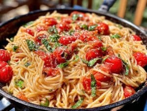 One-Pot-Pasta mit Tomaten und Basilikum - featured image