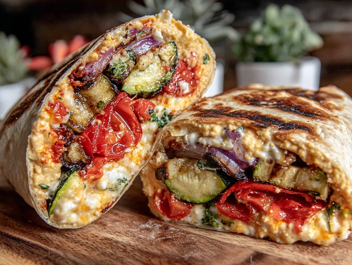 Picknick-Wraps mit Hummus preparation steps