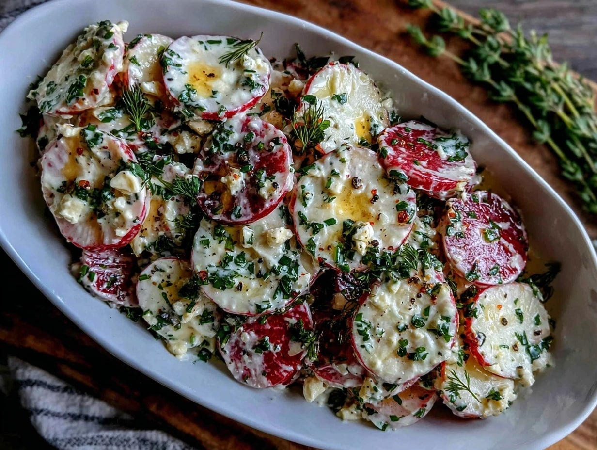 Radieschen-Salat mit Joghurt-Dill-Dressing preparation steps