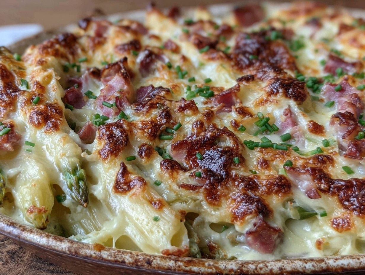 Spargelauflauf mit Schinken und Käse preparation steps