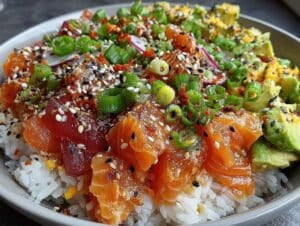 Sushi-Bowl mit Lachs und Avocado - featured image