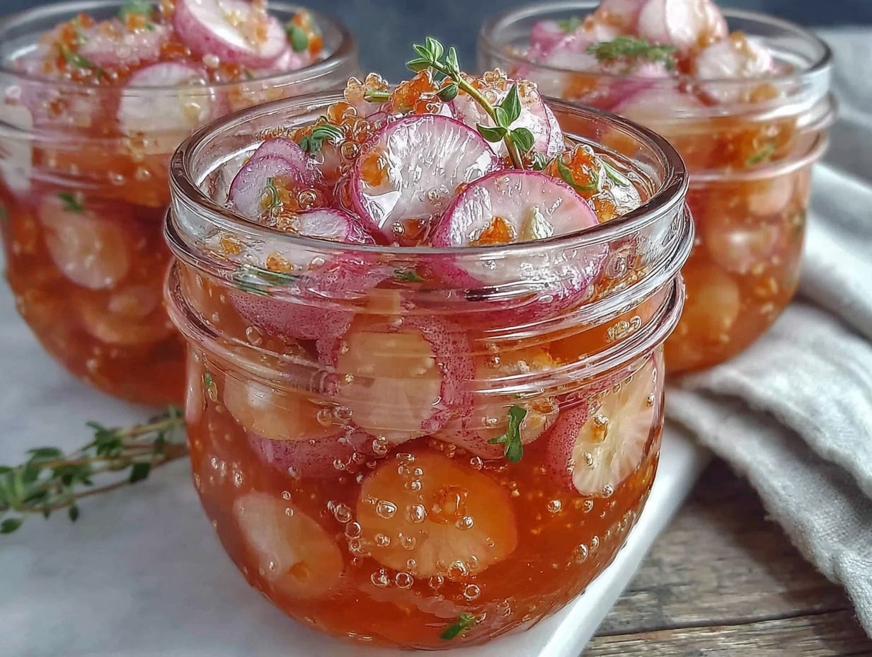 süß-sauer eingelegte Radieschen preparation steps