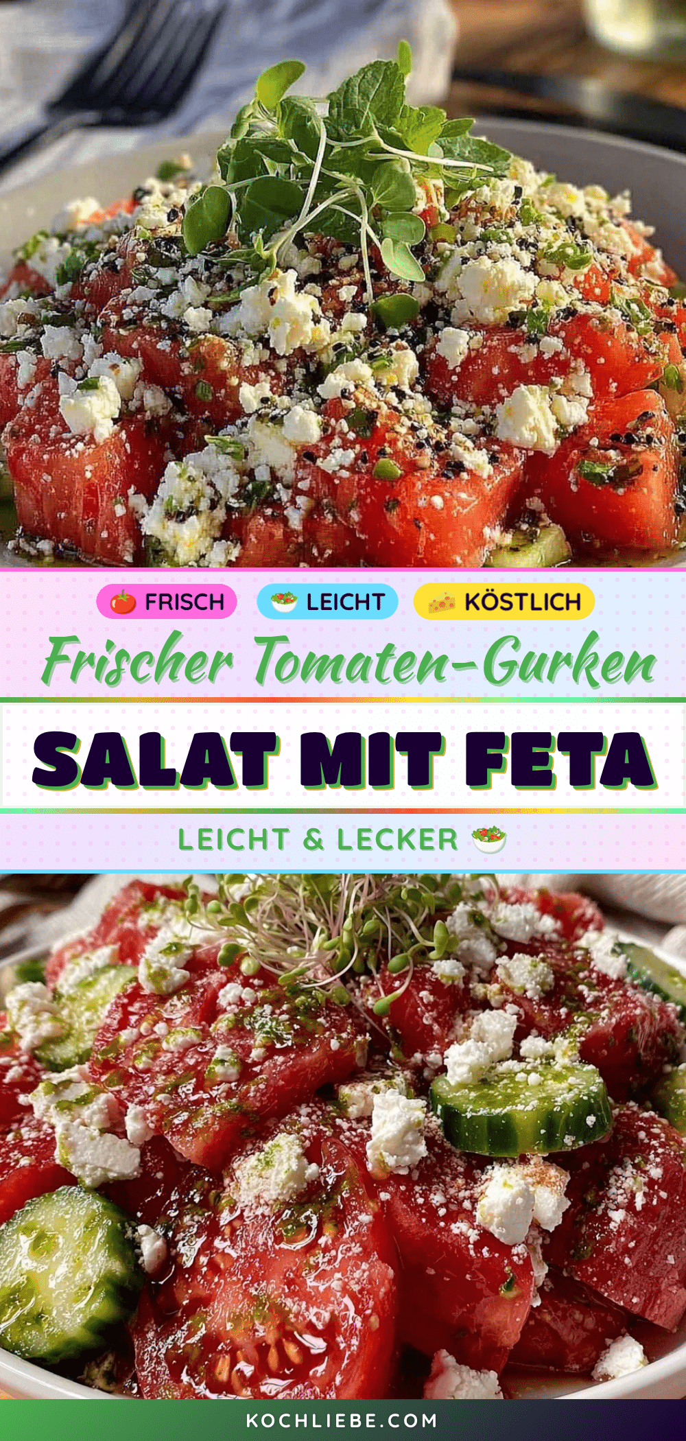 Tomaten-Gurken-Salat mit Feta und Basilikumöl recipe