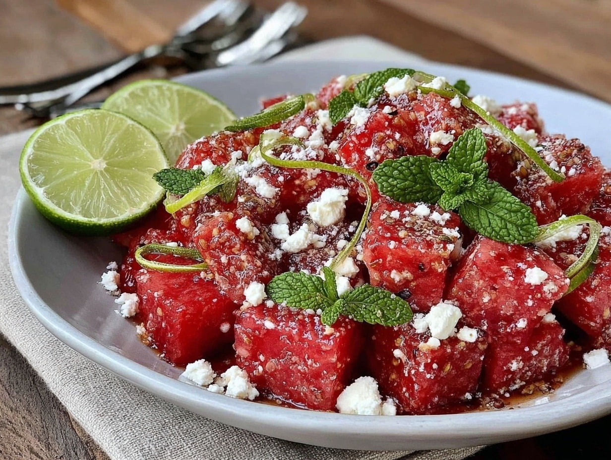 Wassermelonen-Feta-Salat preparation steps