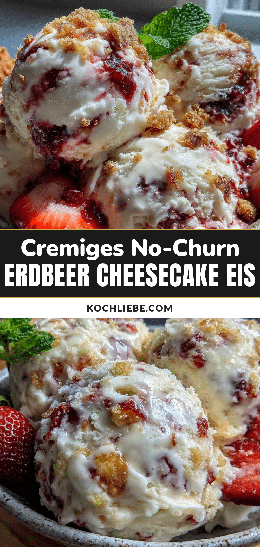 No-Churn Erdbeer Cheesecake Eis recipe