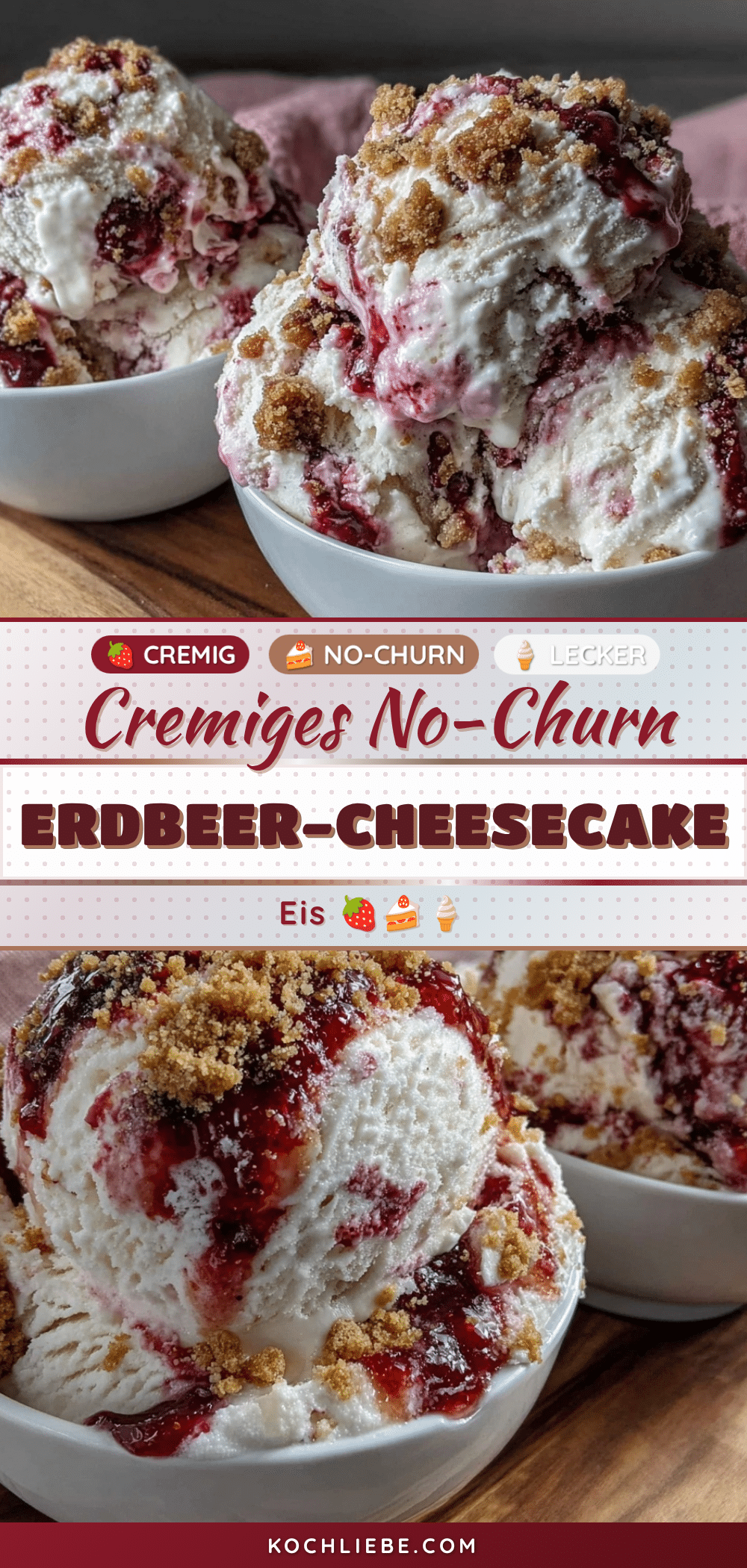 No-Churn Erdbeer-Cheesecake Eis recipe