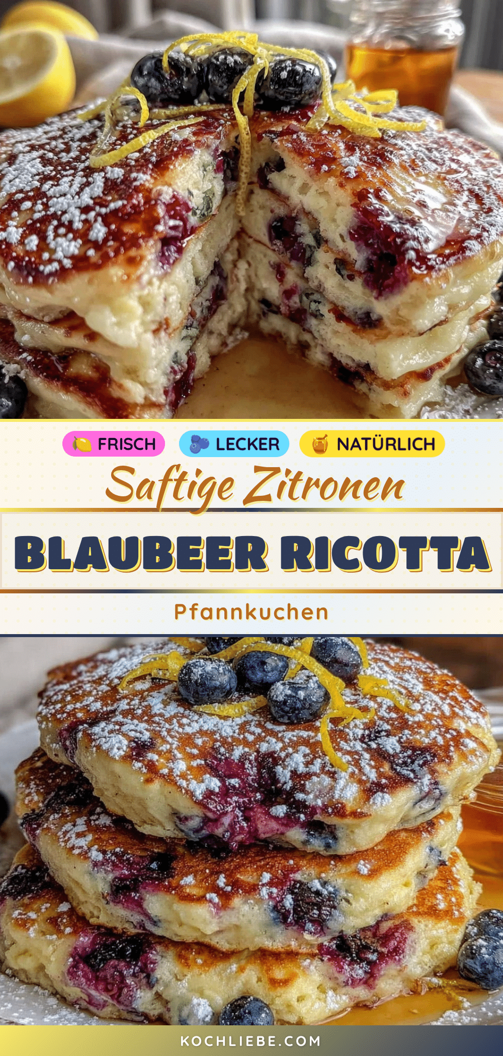 Zitronen Blaubeer Ricotta Pfannkuchen recipe