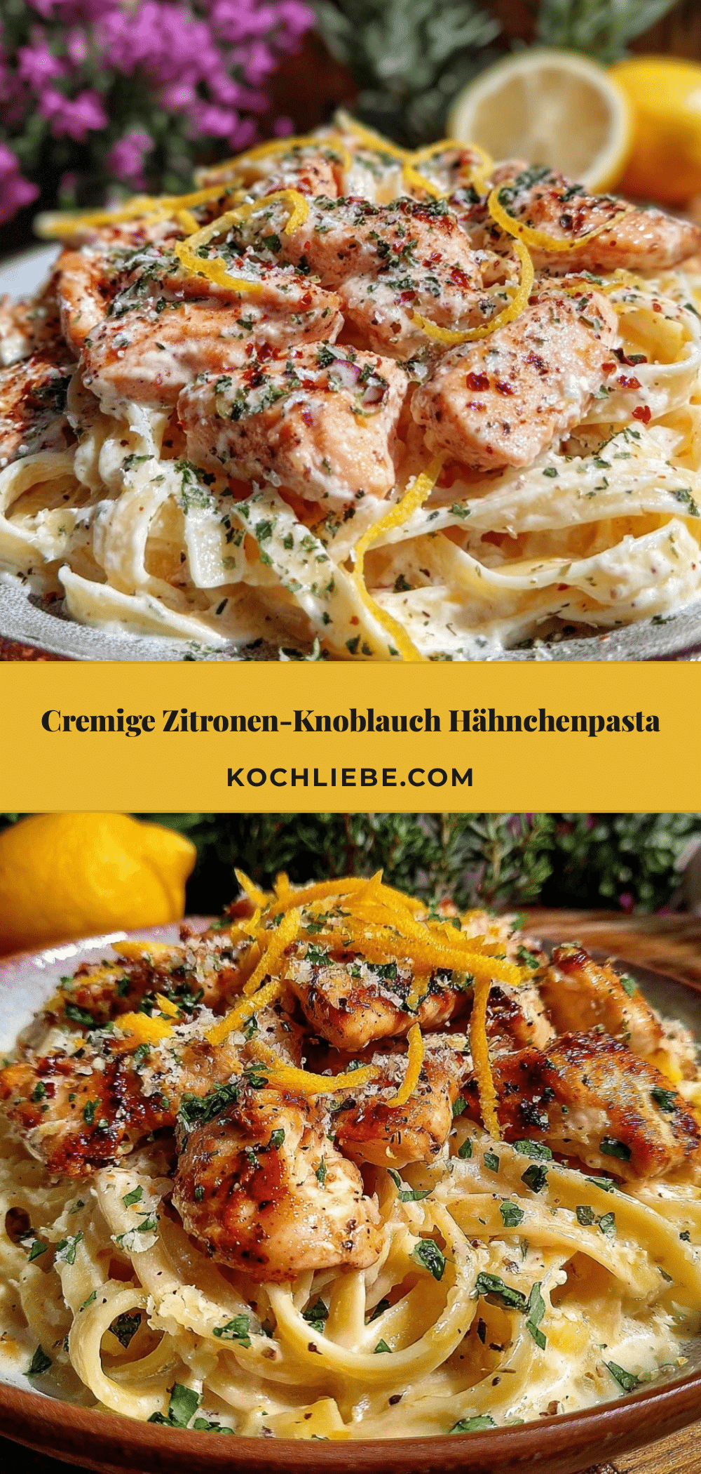 Zitronen-Knoblauch Hähnchenpasta recipe