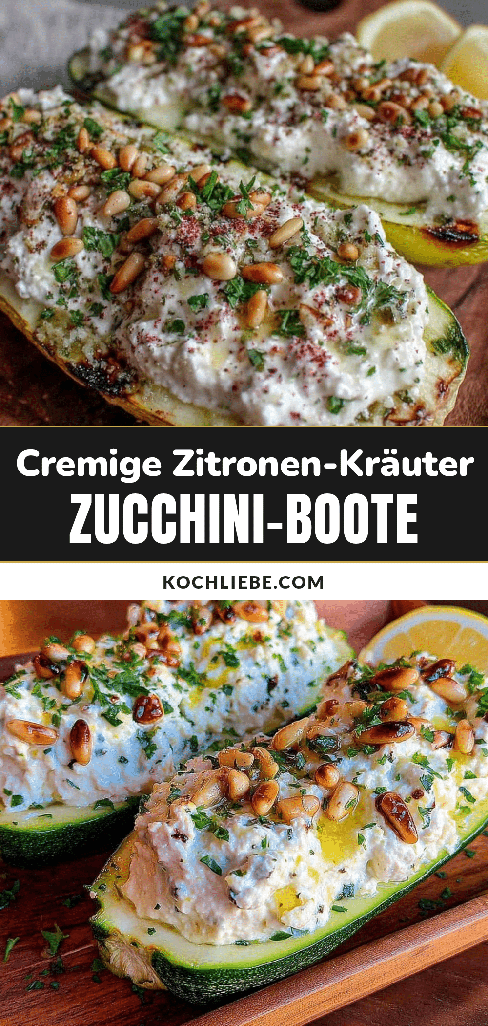 cremige Zitronen-Kräuter Zucchini-Boote recipe