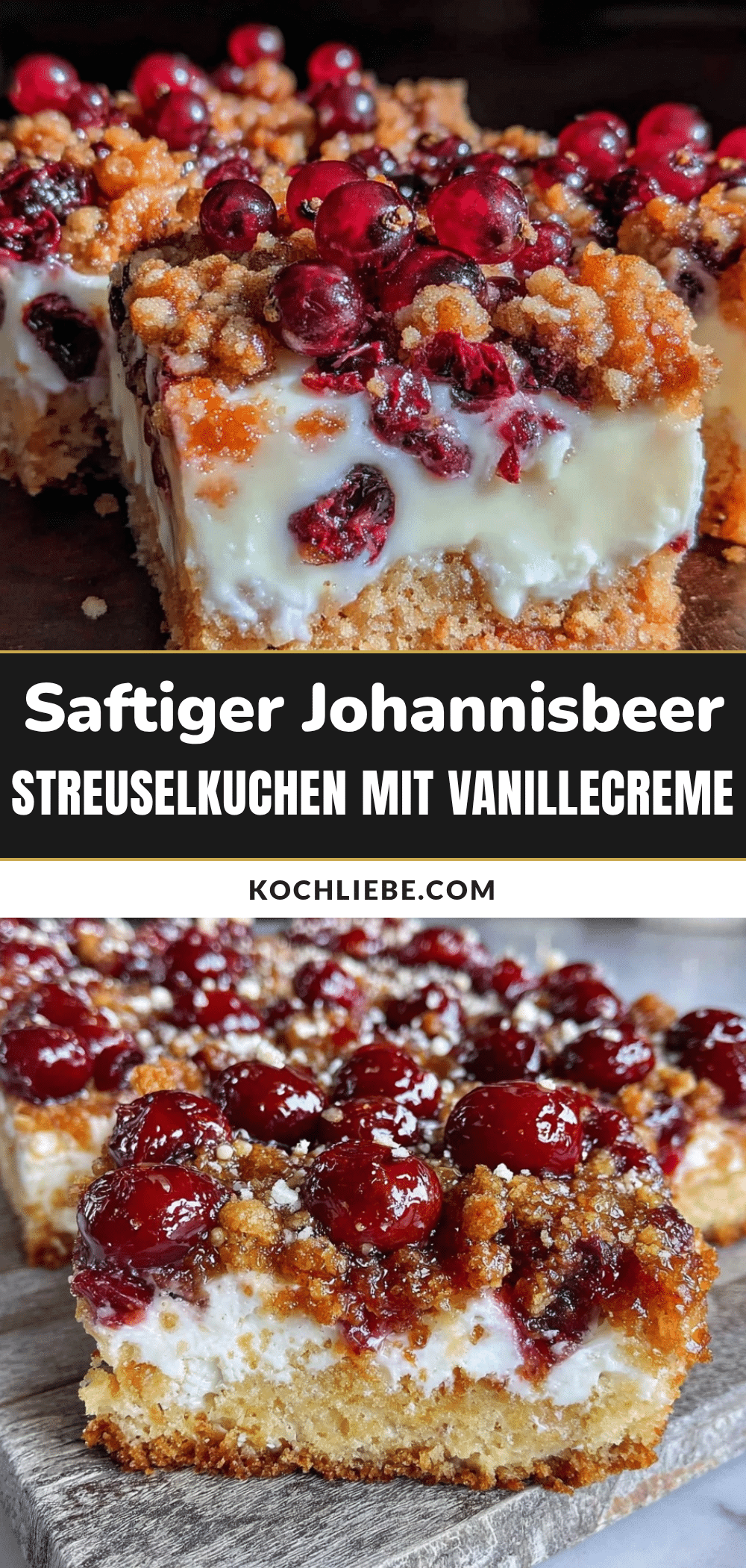 Johannisbeer Streuselkuchen mit Vanillecreme recipe