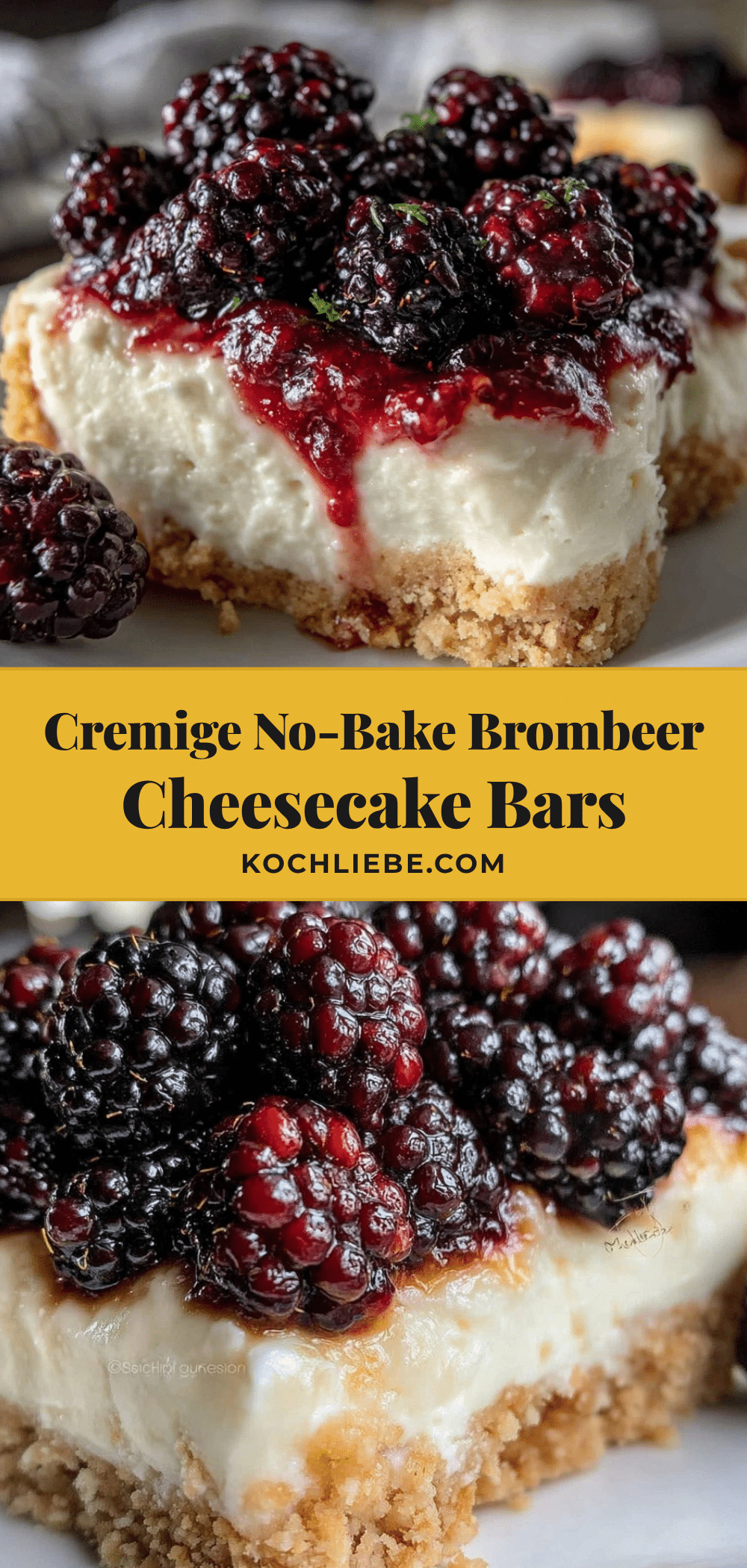 No-Bake Brombeer Cheesecake Bars recipe