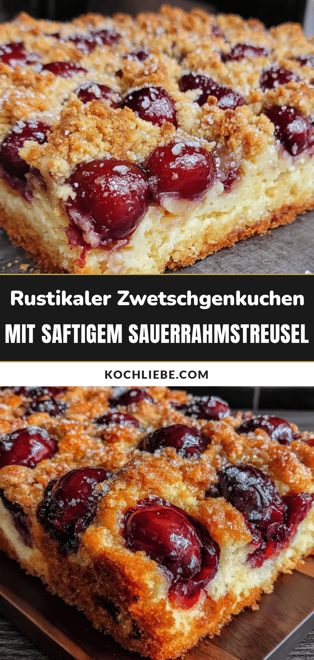 rustikaler Zwetschgenkuchen mit saftigem Sauerrahmstreusel recipe