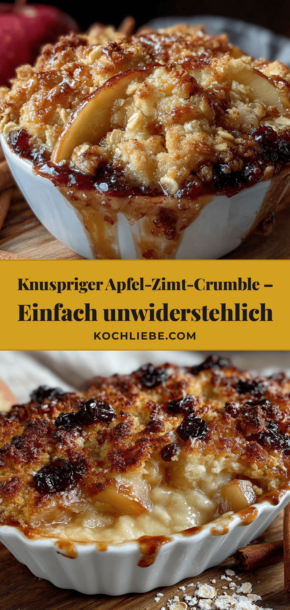 Apfel-Zimt-Crumble mit Haferflocken recipe