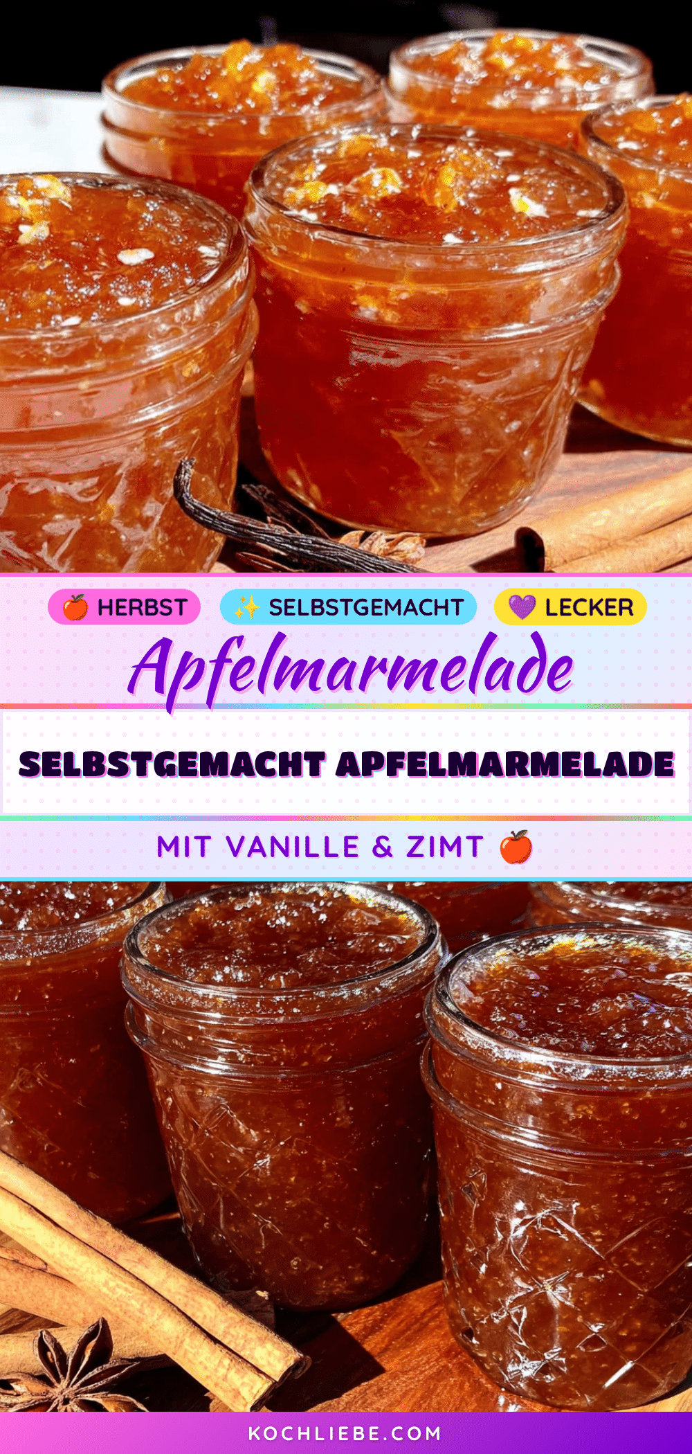 Apfelmarmelade mit Vanille und Zimtstange recipe
