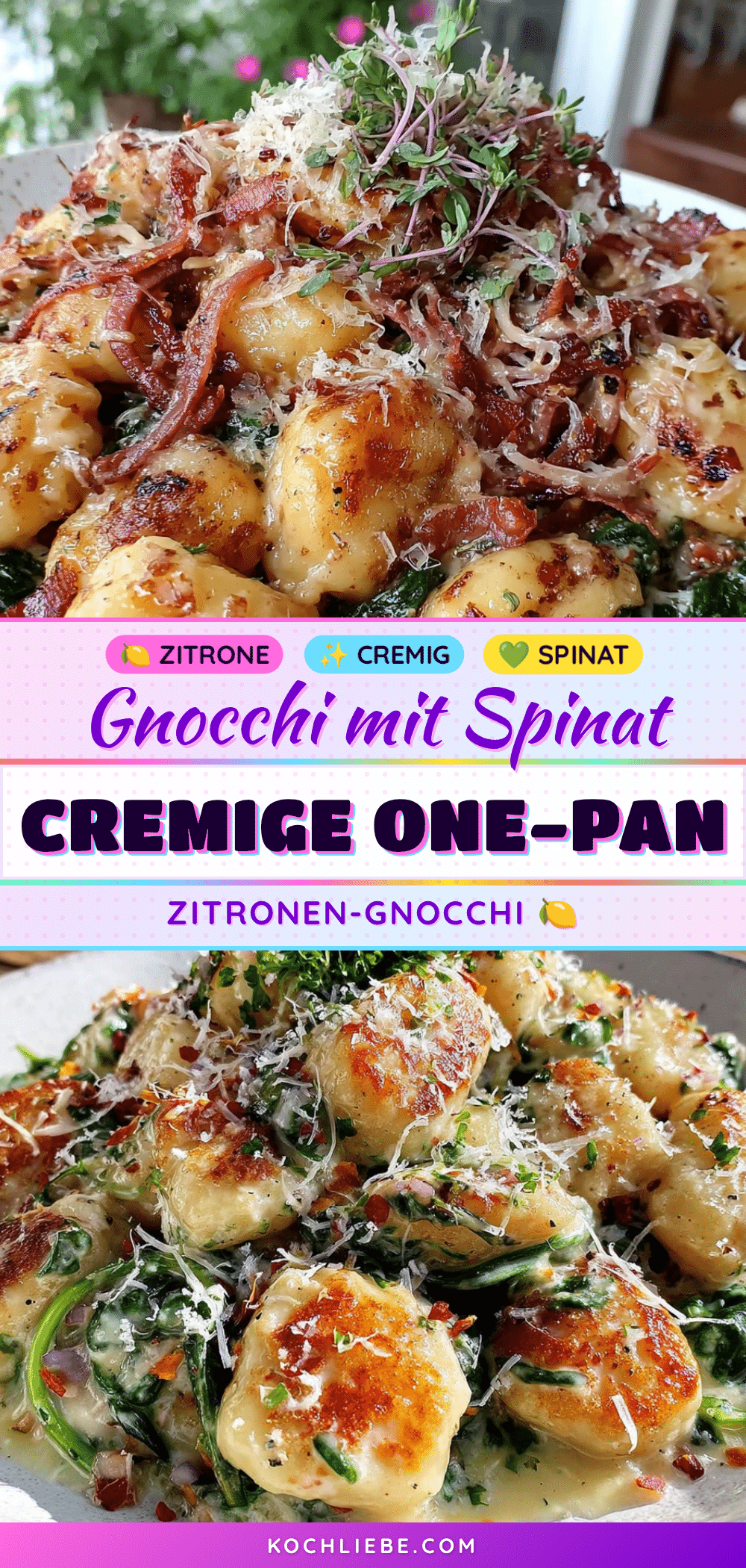 Cremige One-Pan Zitronen-Gnocchi mit Spinat recipe