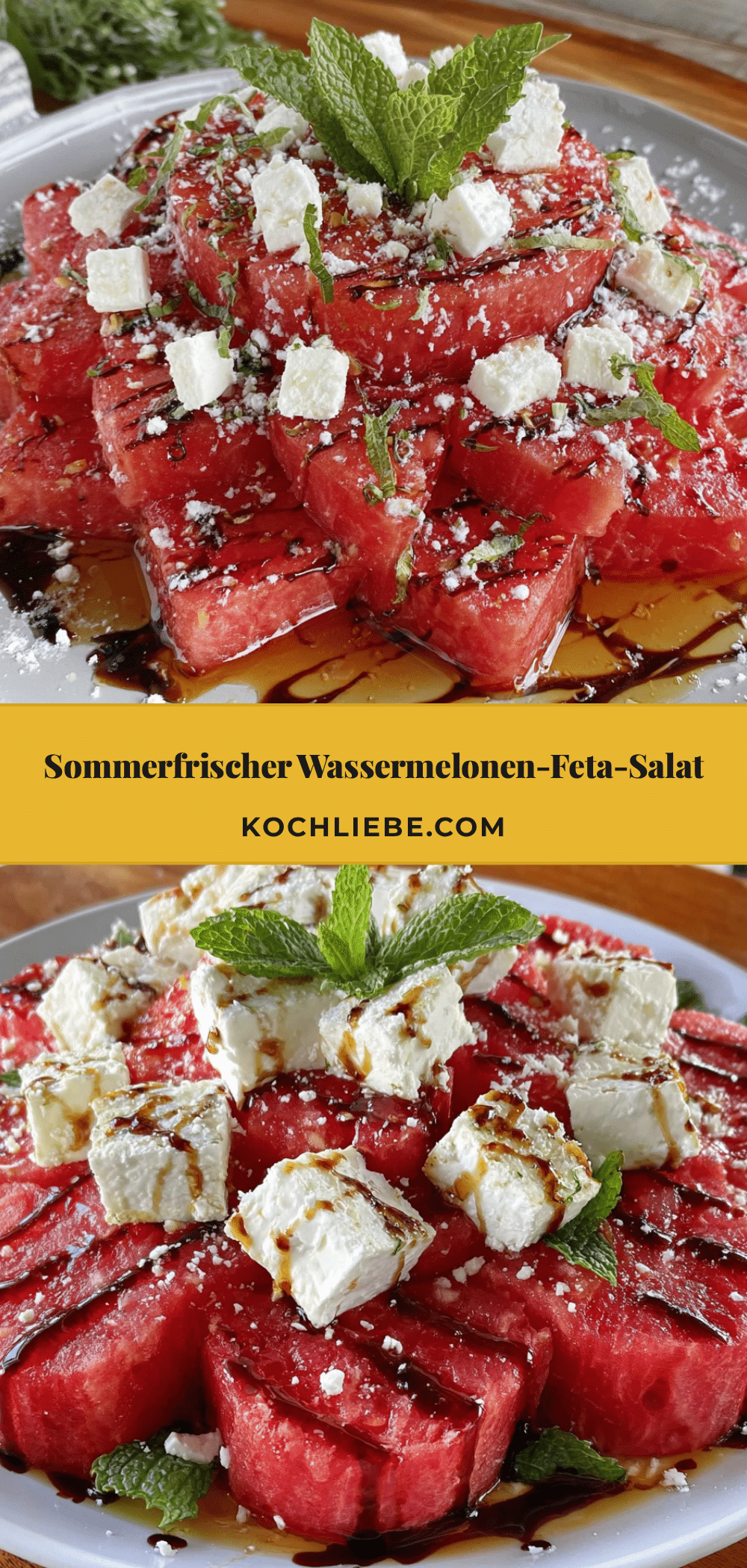 Erfrischender Wassermelonen-Feta-Minz-Salat recipe