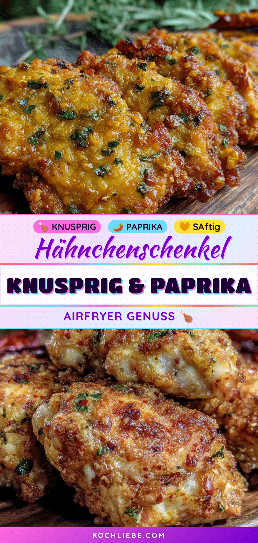 Knusprige Airfryer-Hähnchenschenkel mit Paprika-Panade recipe