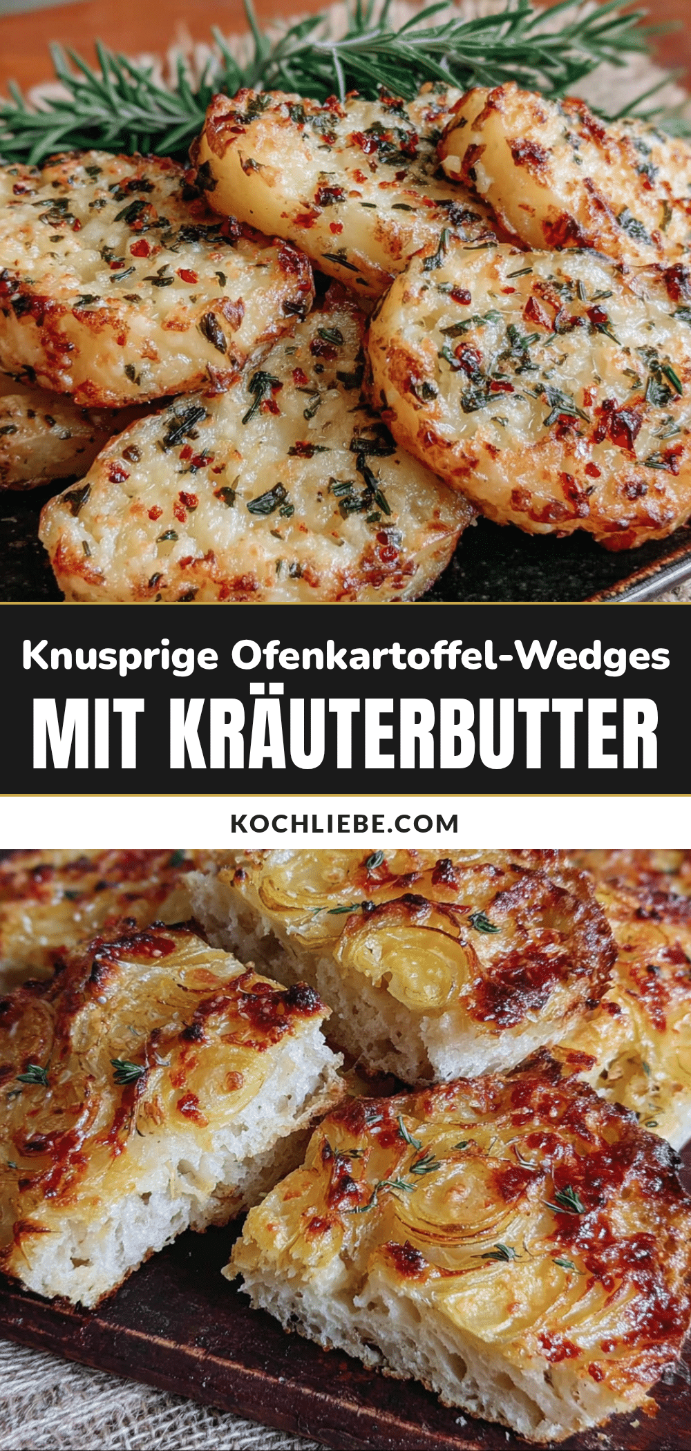 Knusprige Ofenkartoffel-Wedges mit Kräuterbutter recipe