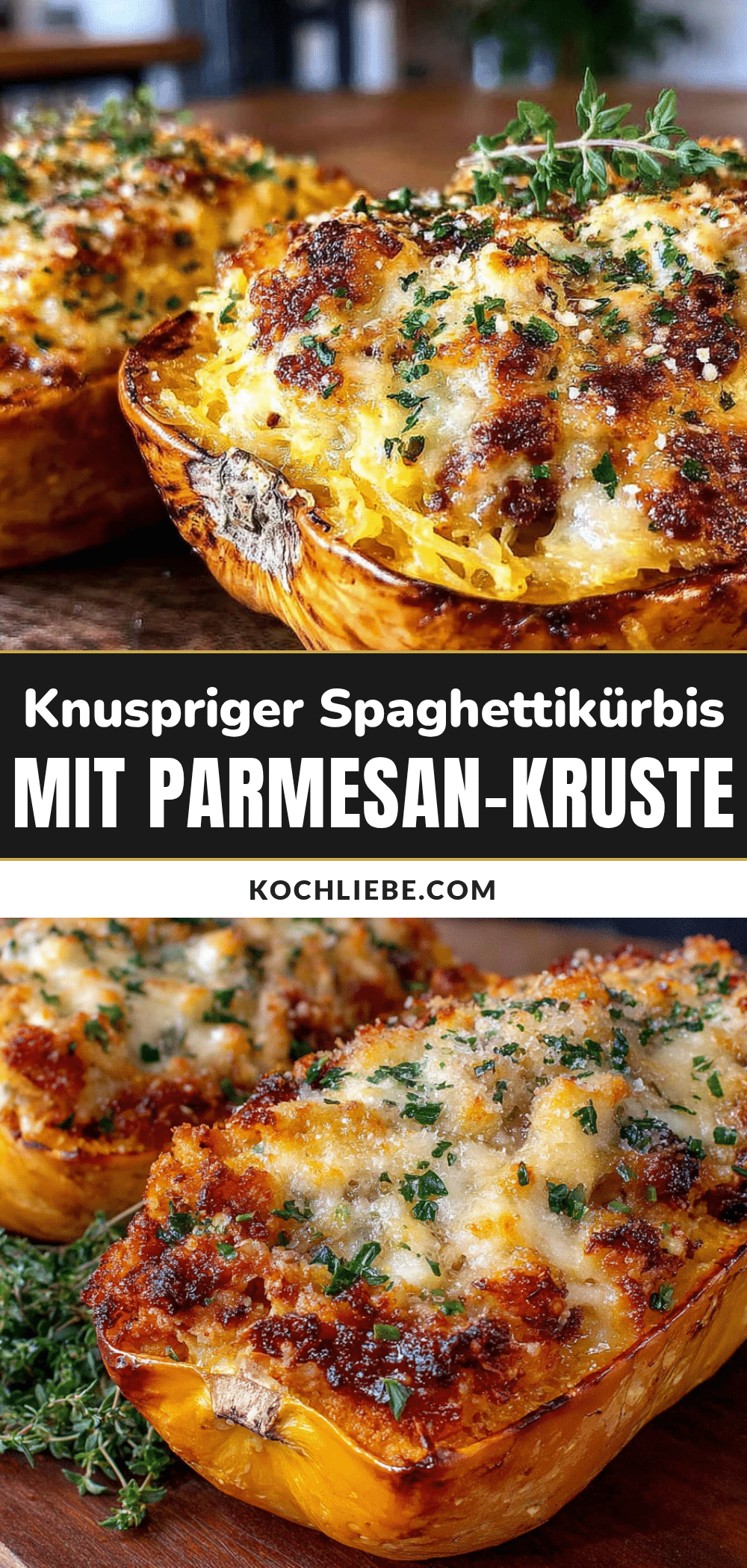 knuspriger Spaghettikürbis mit Knoblauch-Parmesan-Kruste recipe