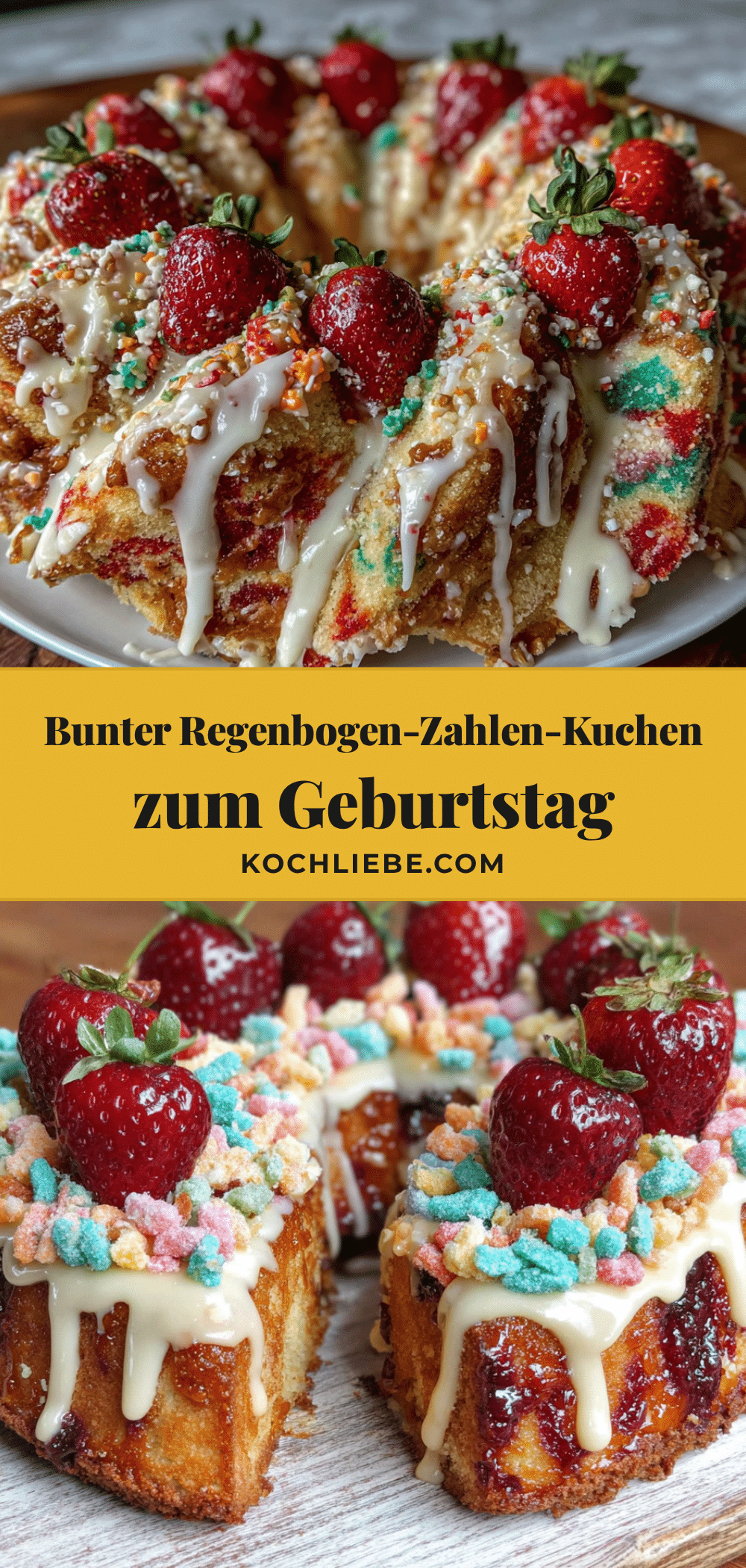 Regenbogen-Zahlenkuchen zum 5. Geburtstag recipe