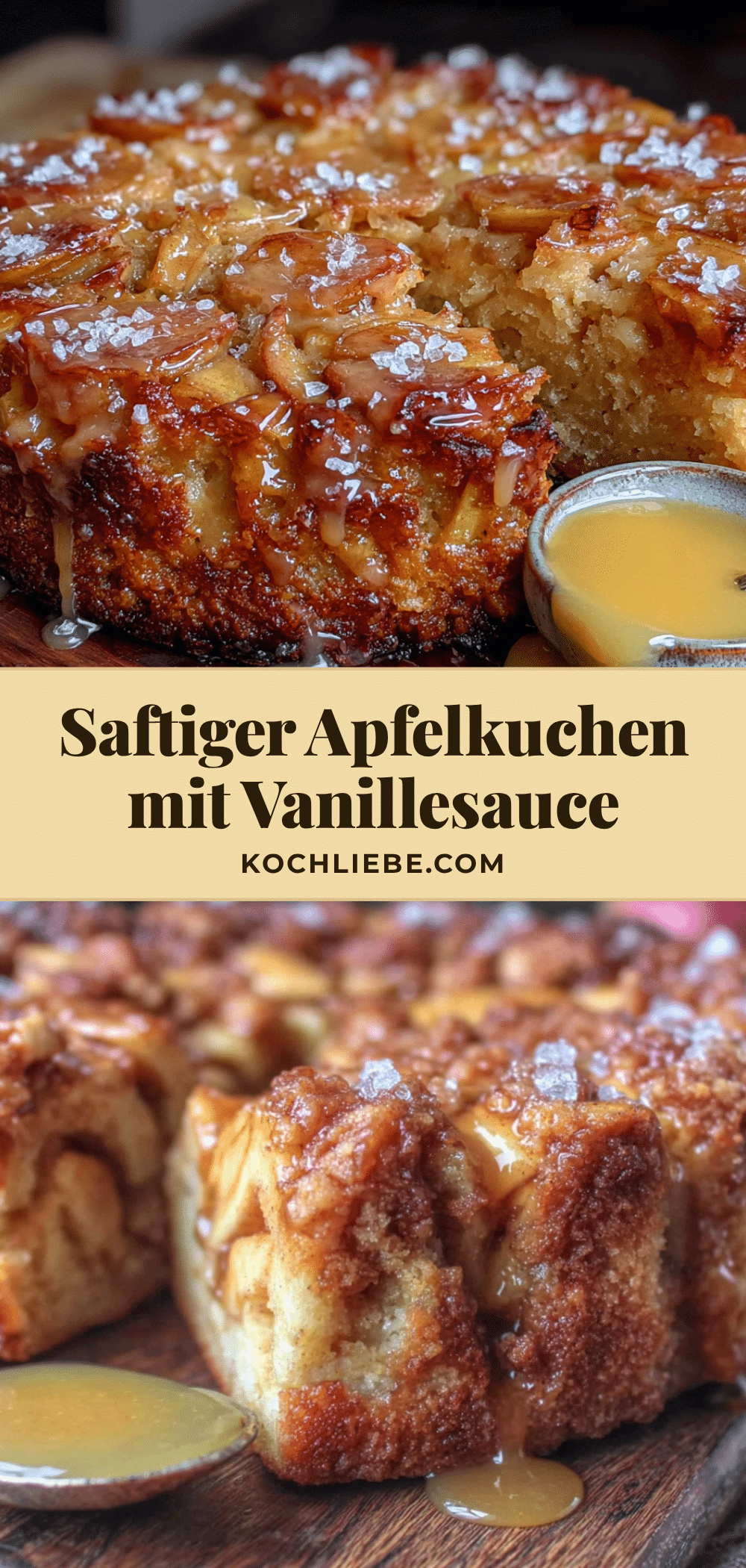 Saftiger Apfelkuchen mit cremiger Vanillesauce recipe
