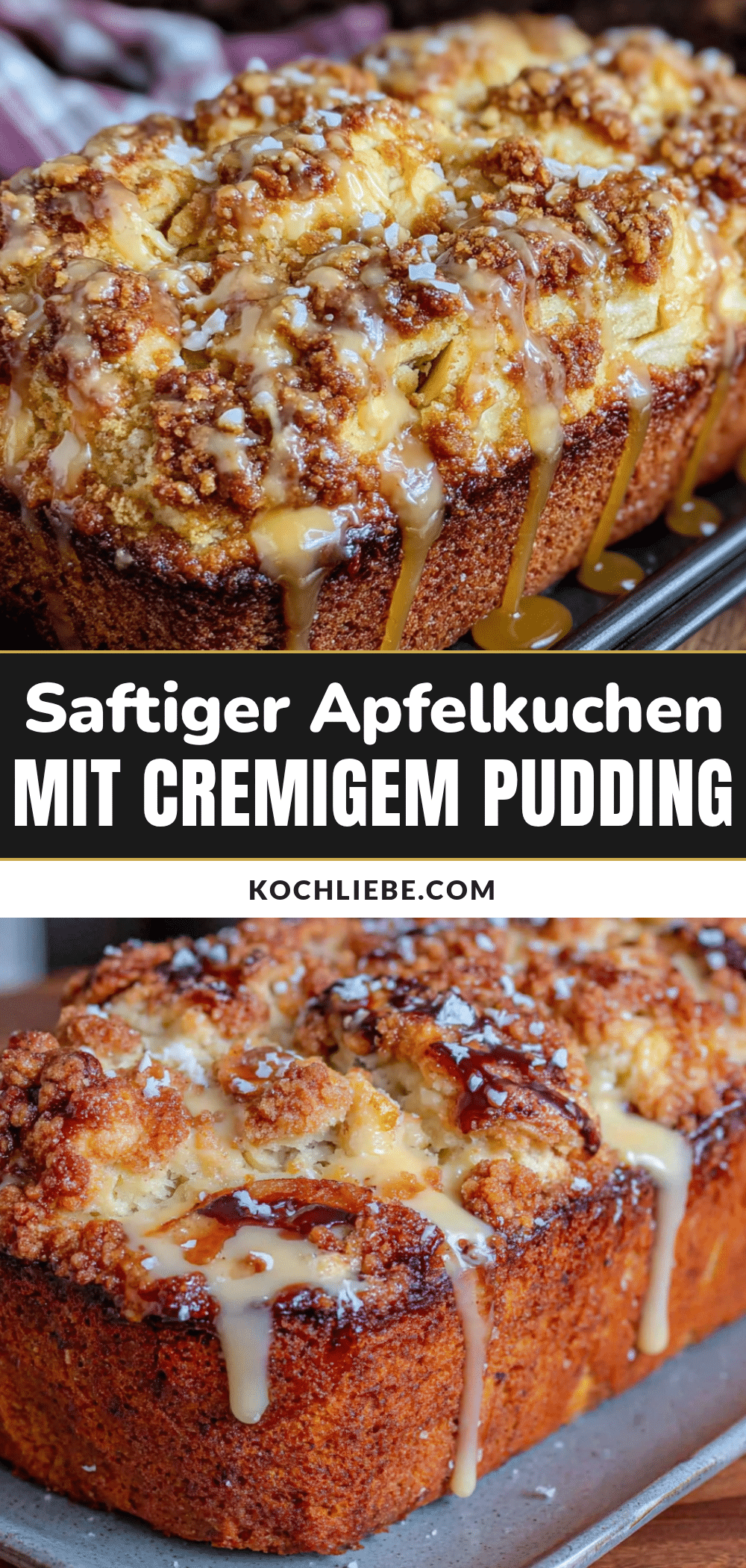 Saftiger Apfelkuchen mit Streusel und Pudding recipe