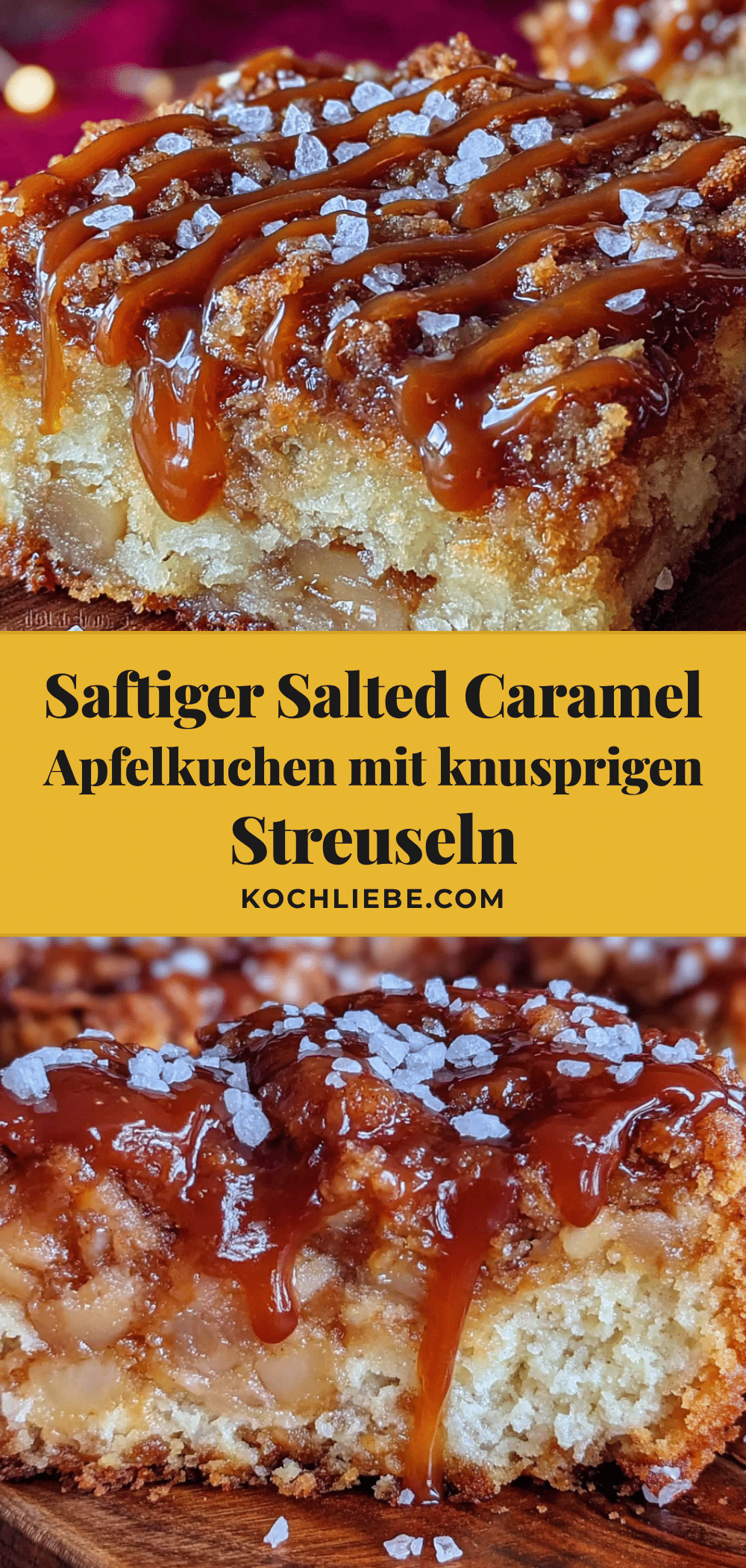 Saftiger Salted Caramel Apfelkuchen mit knusprigen Streuseln recipe