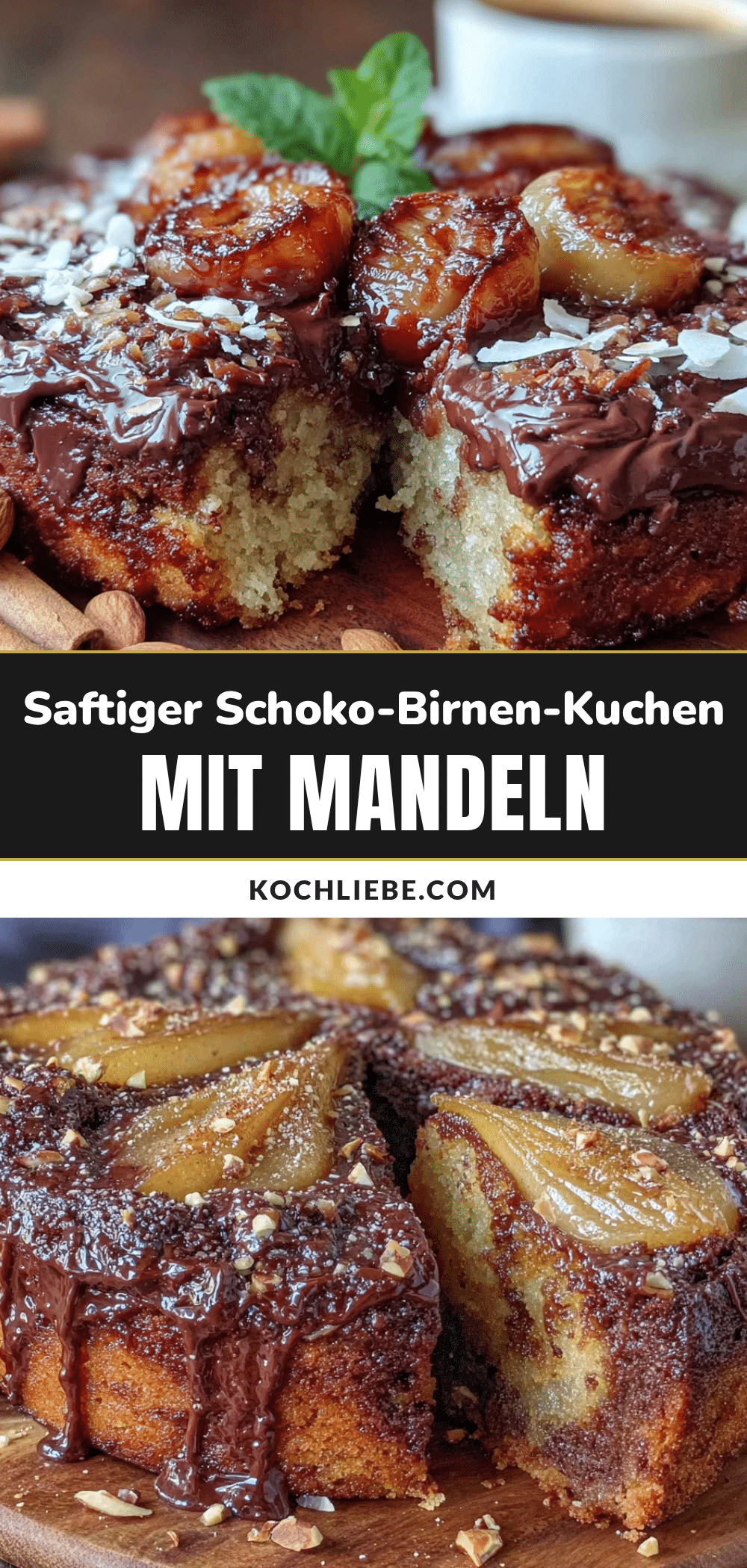 saftiger schoko-birnen-kuchen mit mandeln recipe