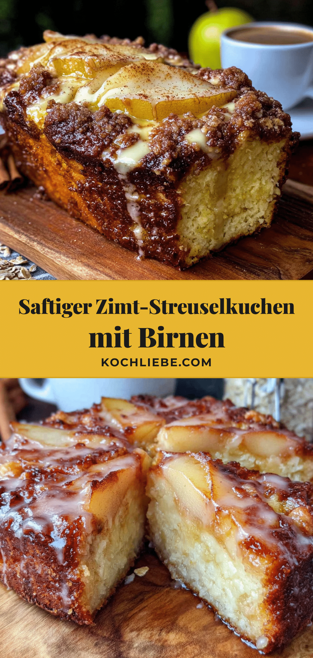 Saftiger Zimt-Streuselkuchen mit Birnen und Haferflocken recipe