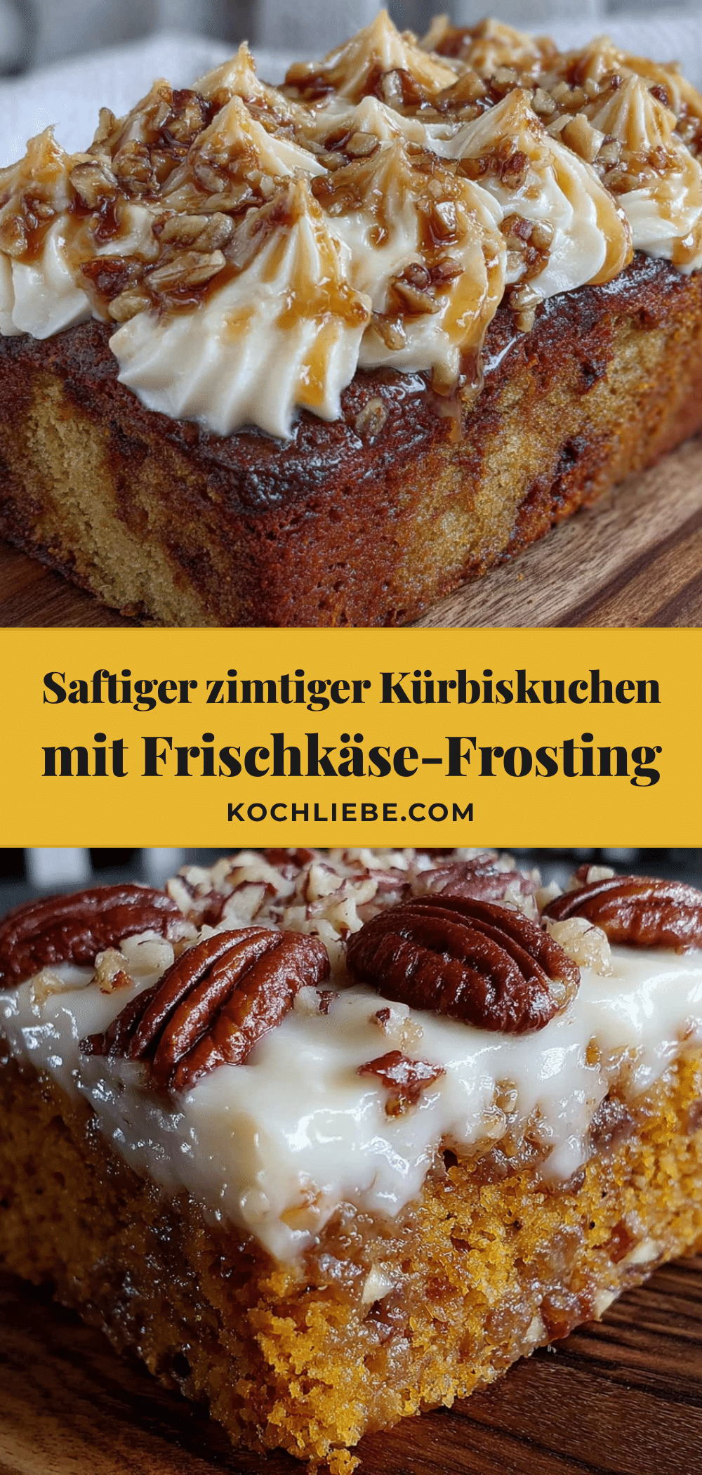 Saftiger Zimtiger Kürbiskuchen mit Frischkäse-Frosting recipe