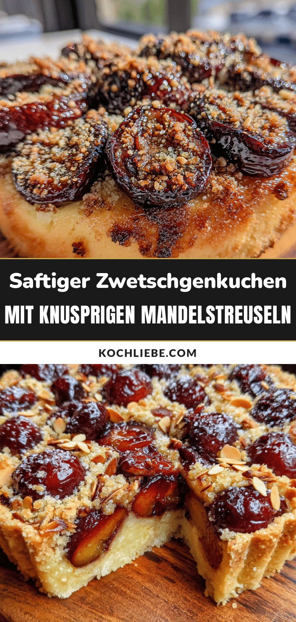 Saftiger Zwetschgenkuchen mit knusprigen Mandelstreuseln recipe
