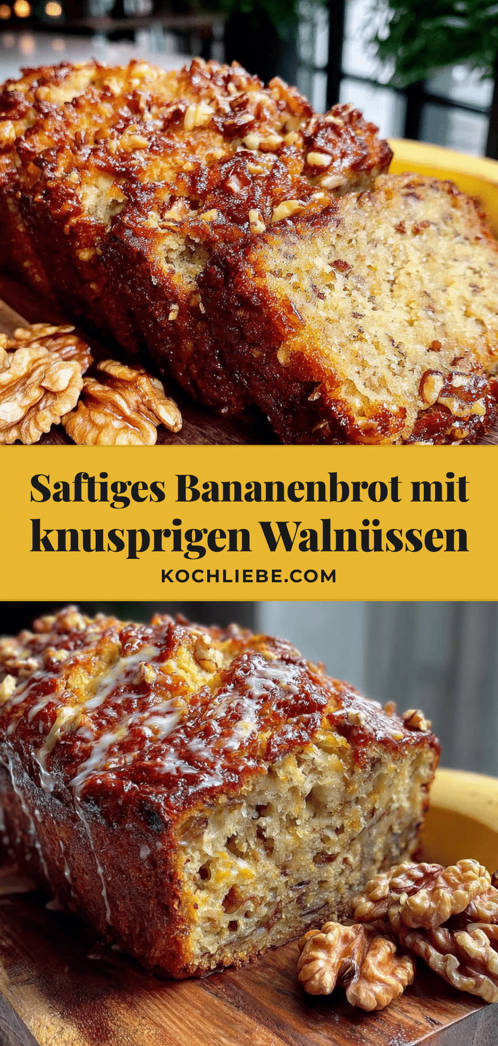 Saftiges Bananenbrot mit knusprigen Walnüssen recipe