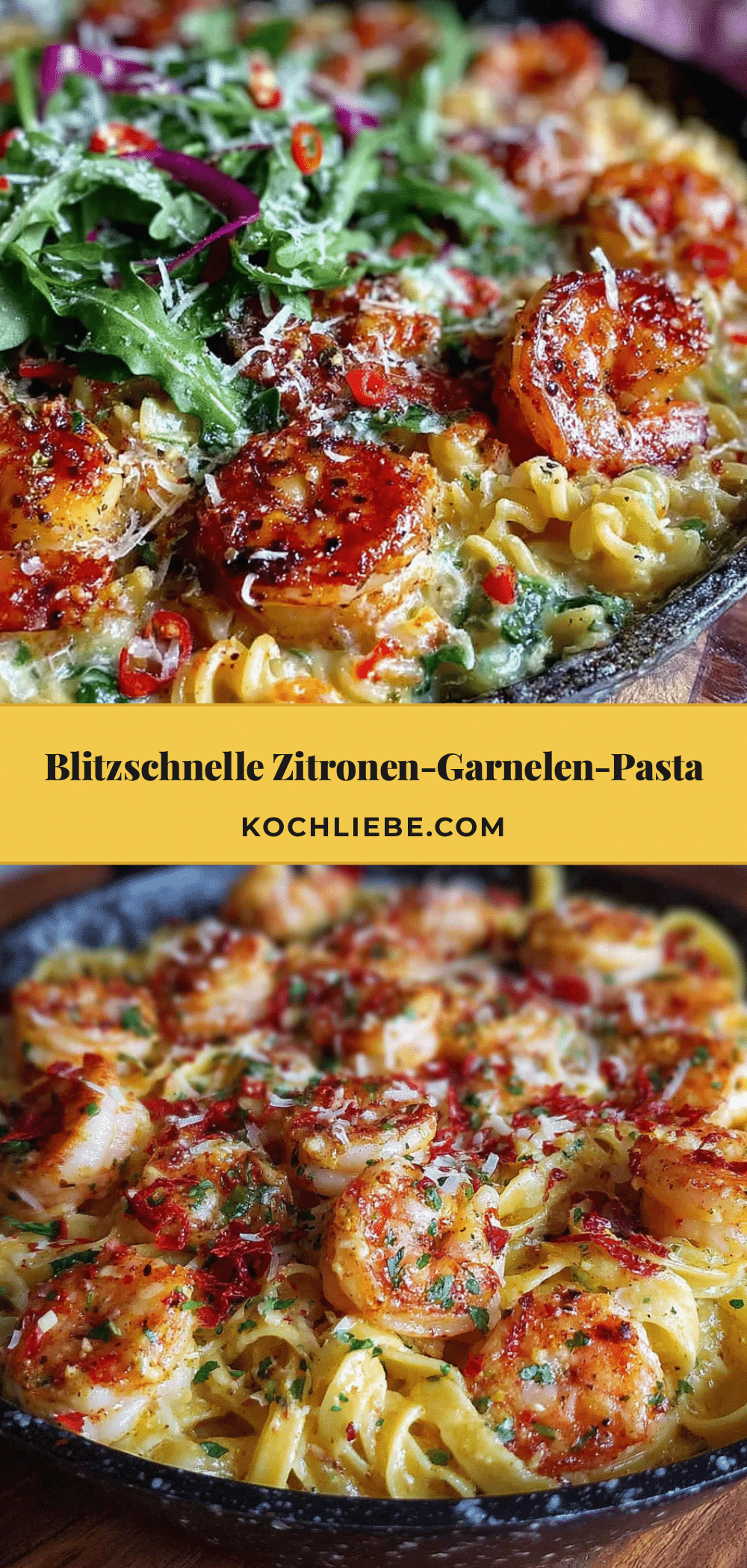 Schnelle Zitronen-Garnelen-Pasta recipe