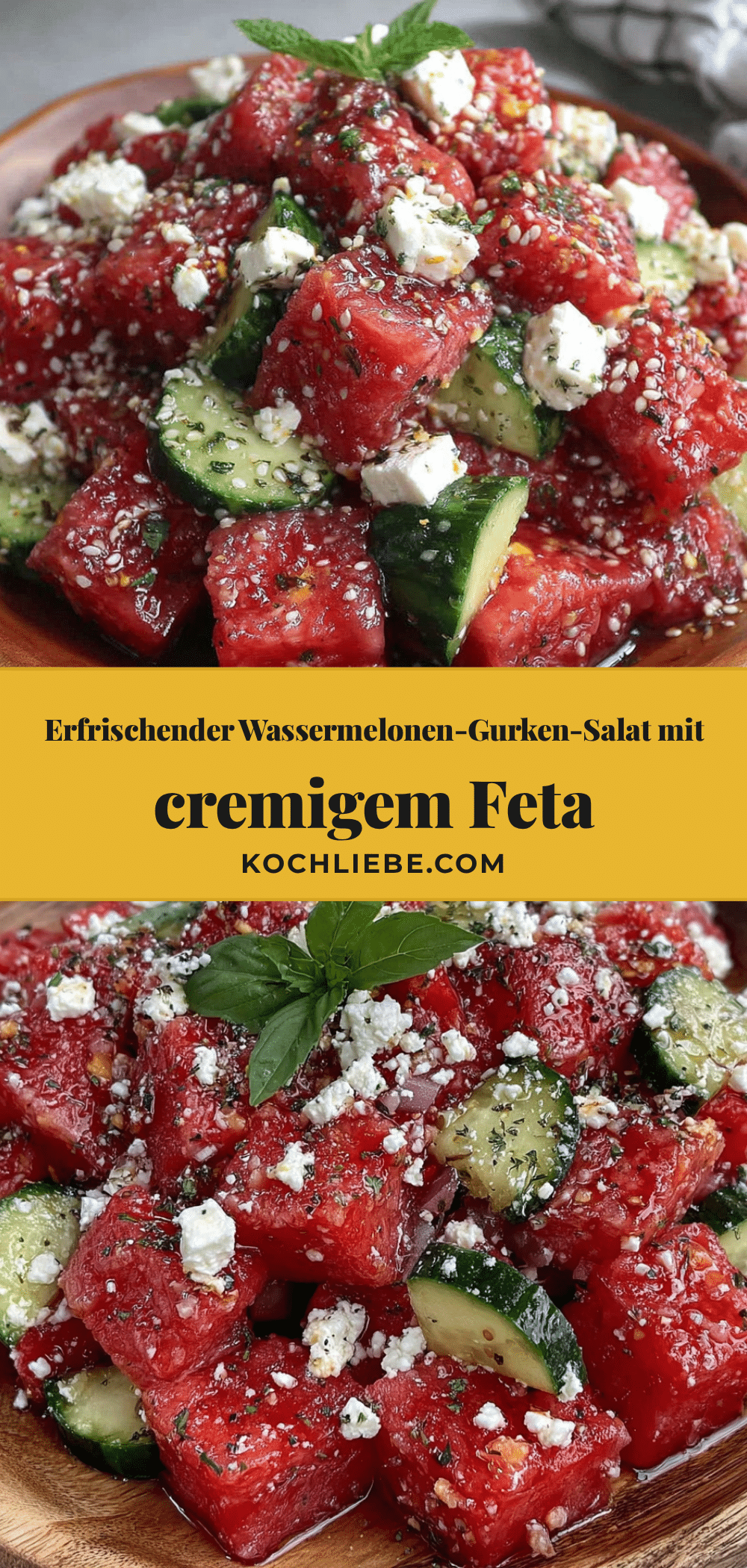 Wassermelonen-Gurken-Salat mit Feta recipe