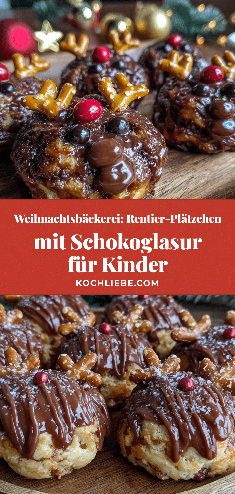 Bestes Rentier-Plätzchen Rezept mit Schokoglasur für Kinder recipe