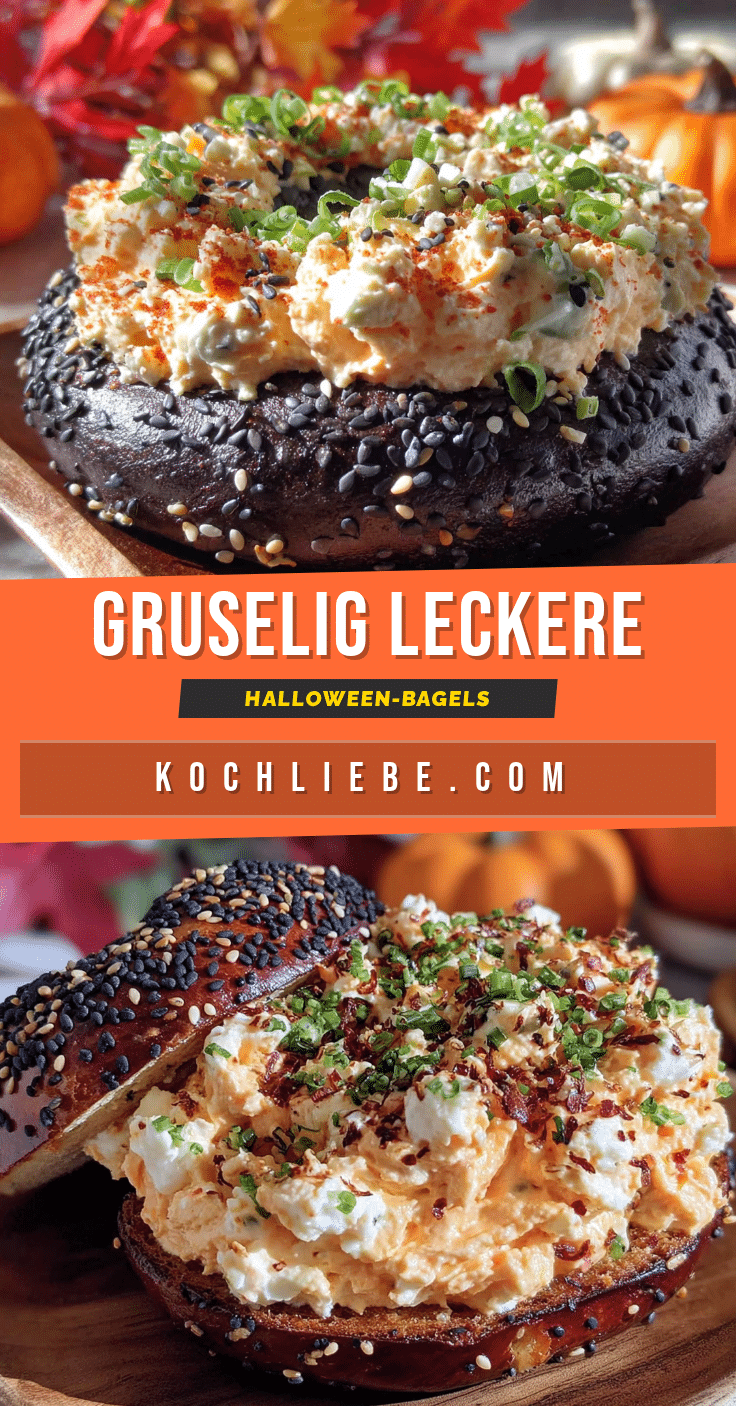 Halloween-Bagels mit Kürbis-Frischkäse recipe